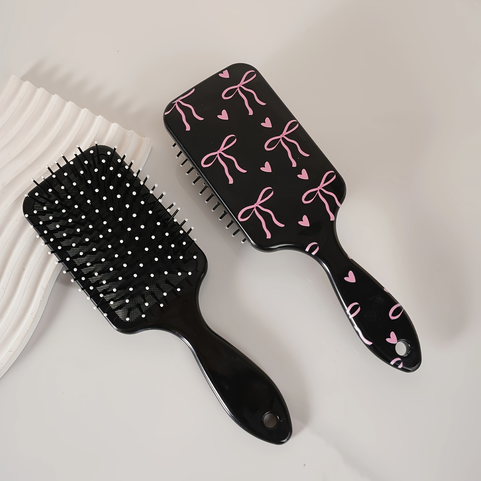 TEMU 1pc/2pcs Air Cushion Massage Comb Folding Comb Pink Bow Heart Pattern Home Air Pad Comb Head Massage Comb Anti-static Smooth Hair Care Beauty