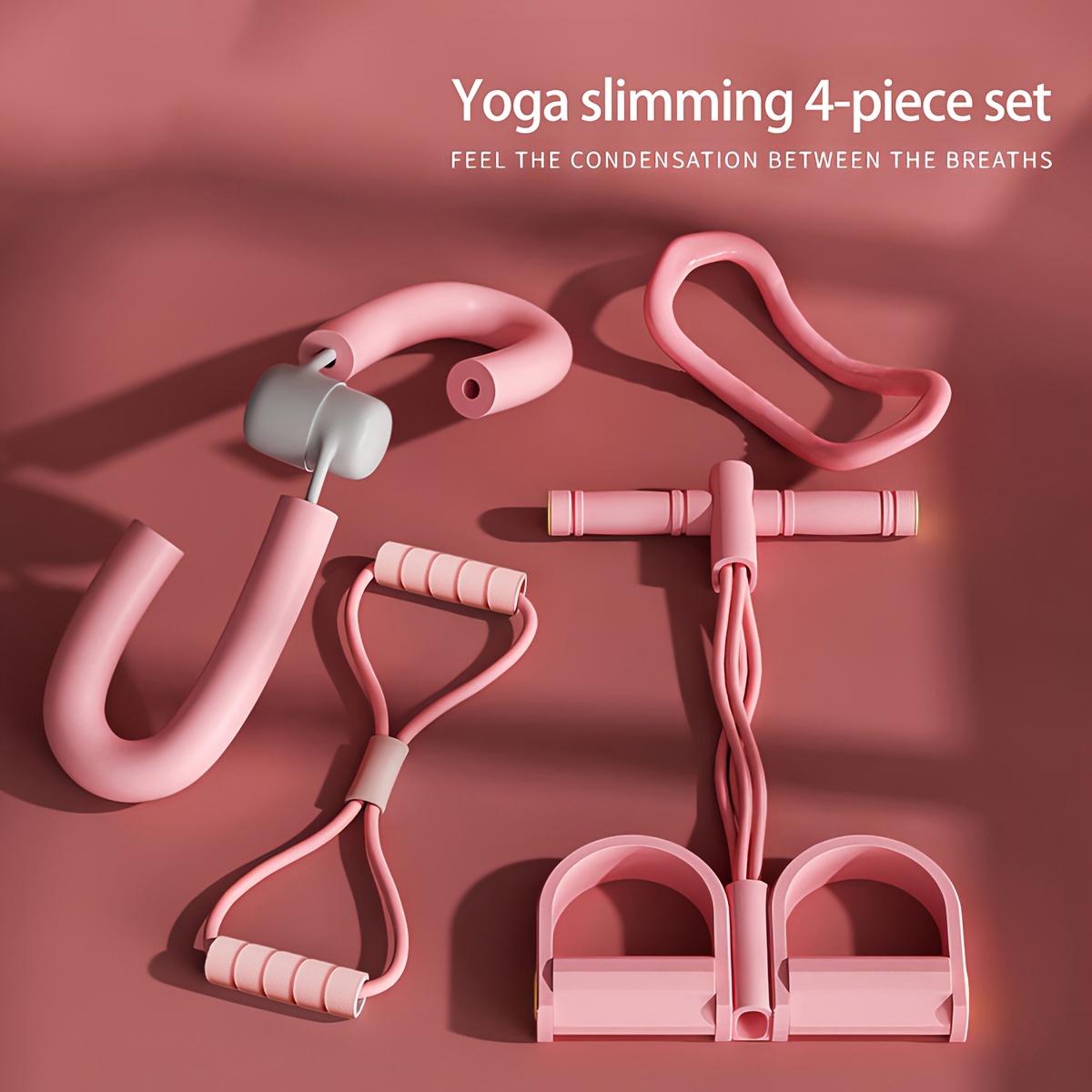 4pcs yoga set fitness home workout durable pp material solid color exercise equipment