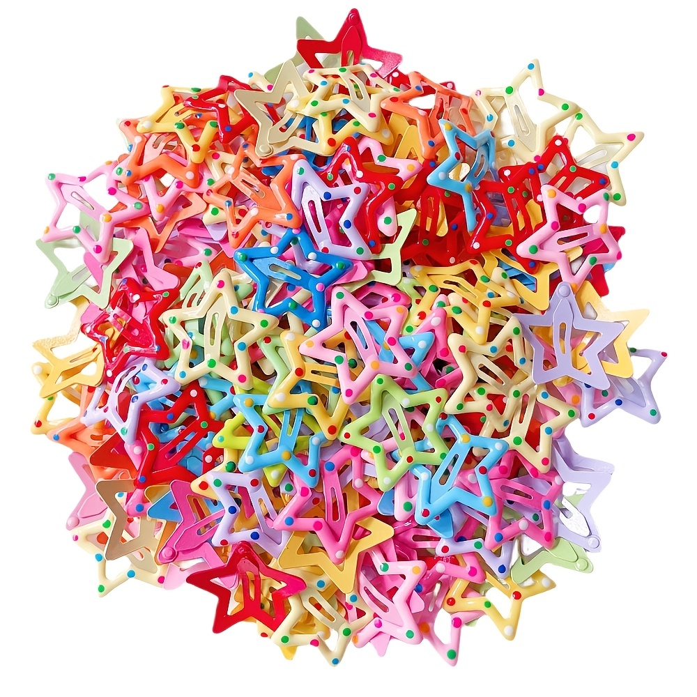 TEMU 48pcs Set Of Colorful Polka Hair Clips, Pentagram Dopamine Mini Clips, And Hair Clips