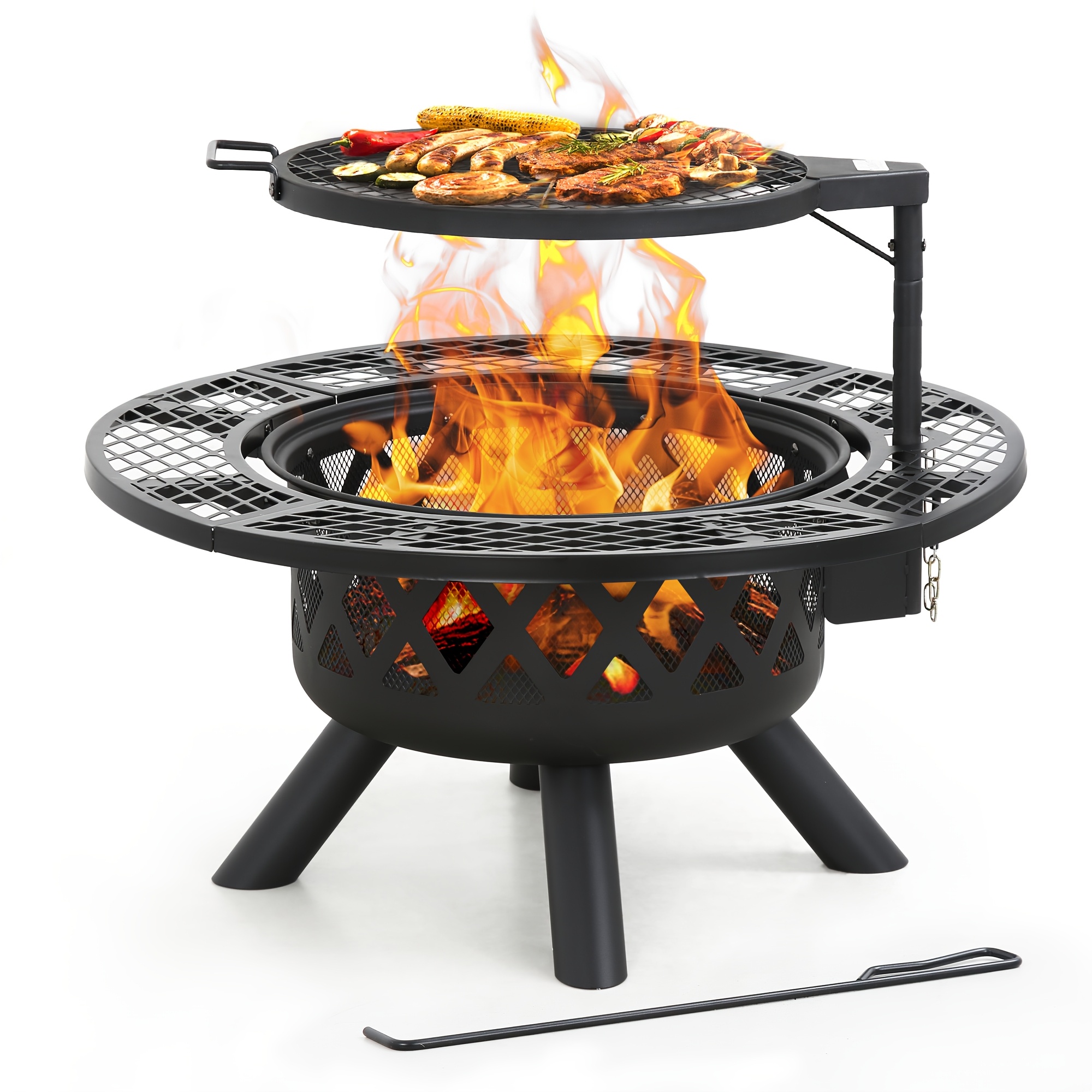 

Bali Outdoors Wood Burning Round Fire Pit Bbq Backyard Black