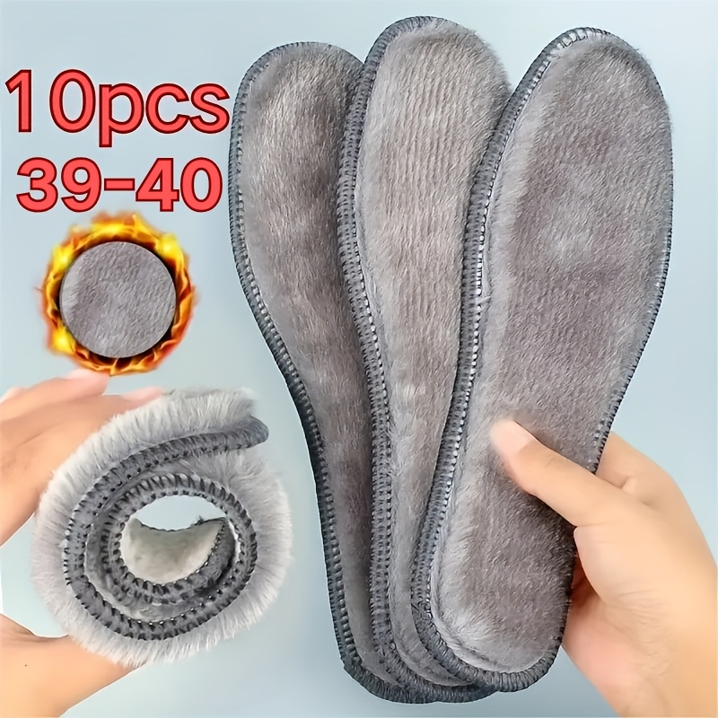 TEMU 10pcs (5 Pairs) Winter Thickened Warm Insoles, Comfortable Shoe Inserts For Men And Women, Sweat-absorbent Sports Insoles, Cold-proof Insoles,
