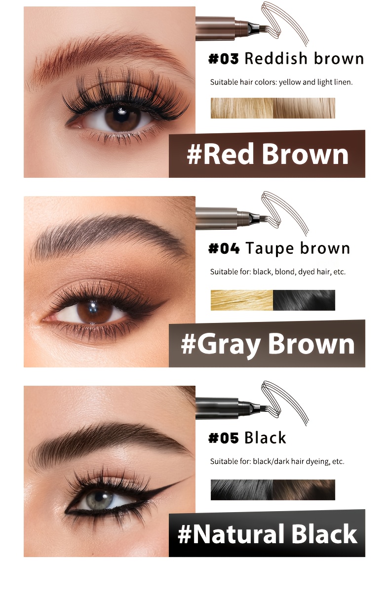 3pcs Four-pronged Eyebrow Pencil for Beginners Can Easily Get on It Super Fine Waterproof Eyebrow Pencil Four-pronged Head Design Accurately Defined Natural Brow Waterproof Sweatproof Non-smudging Long-term Makeup Creation All-Day Wear Easy to Use Design Anytime Anywhere Makeup Replacement Can Be Made in Anywhere Super Value