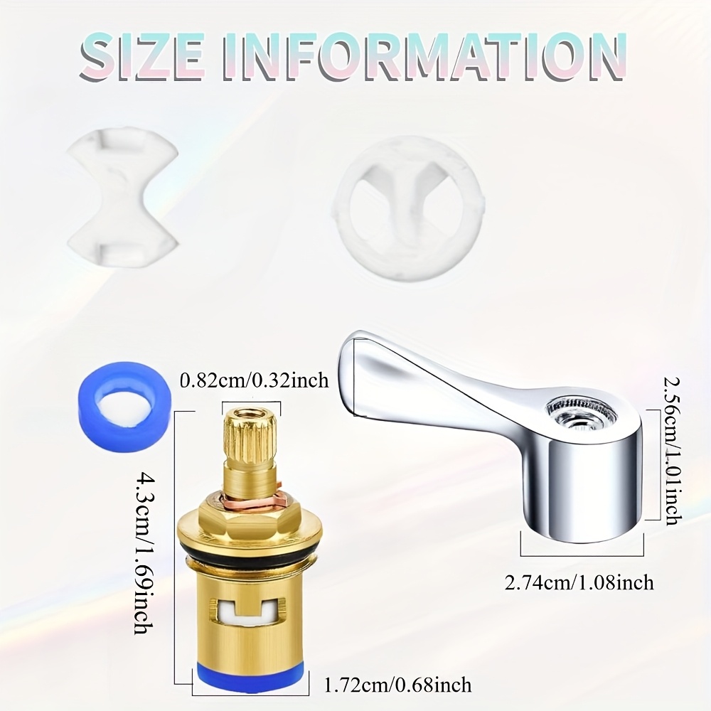 KONTONTY 1-Set Faucet Knob Handle Replacement Kit – Brass Spool Valve For Hot & Cold Water Taps – Kitchen & Bathroom