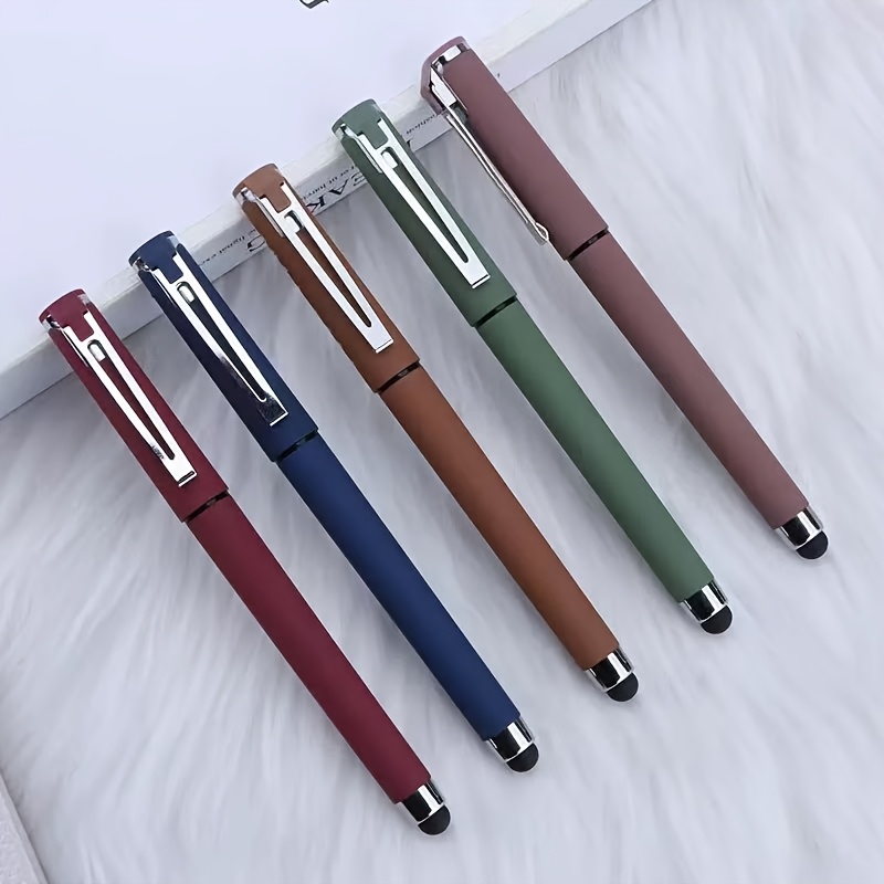 Image of 5- Signature Gel Pens, 0.5mm Vintage Colors, Heavy Feel, With Touchscreen Tip, Office Stationery Pen, Touch Pen, Brush Pen For Annotation