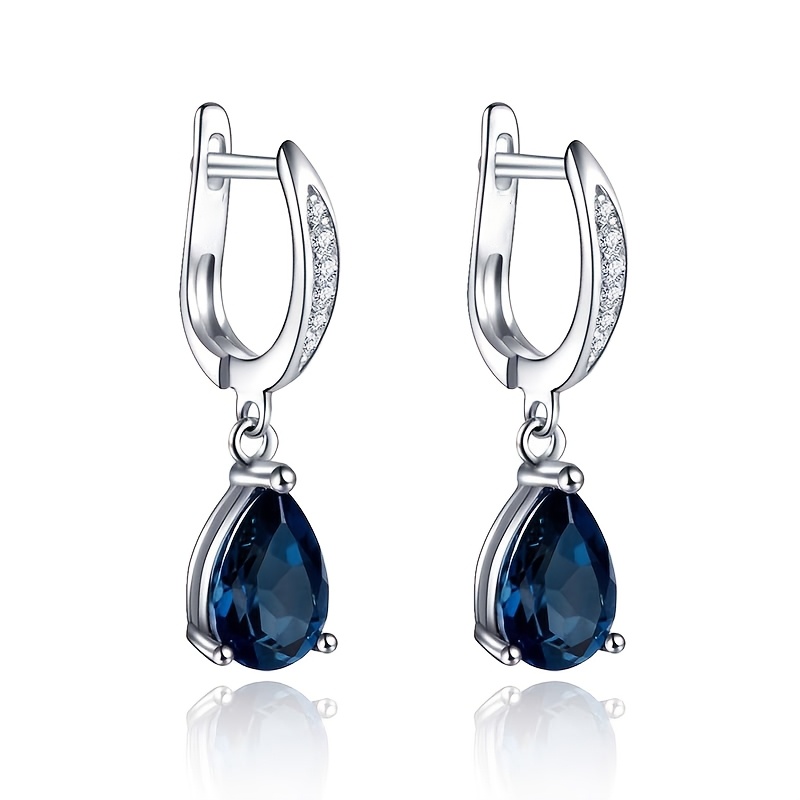 E-shop Elegante blaue Zirkonia-Tropfenohrringe für Damen, für , Partys, Urlaub, Hochzeiten und lässige Alltagskleidung - Ein atemberaubendes