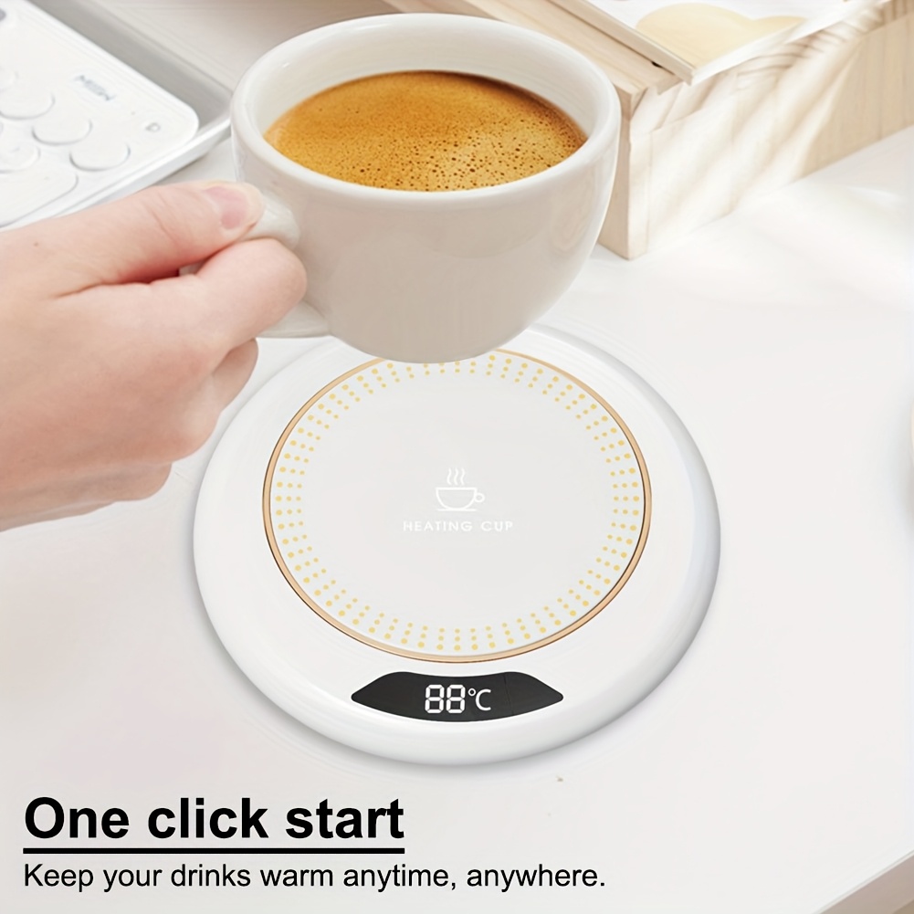3-Temperature Adjustable Smart Heating Pad for Coffee & Tea - USB-Powered 55°/56°/57° Precise Control, Auto Shut-Off Safety, 8-Hour Timer, Compatible with Travel Mugs, Home & Office Use, Userfriendly Design | Safe Heating Element, Portable Heater