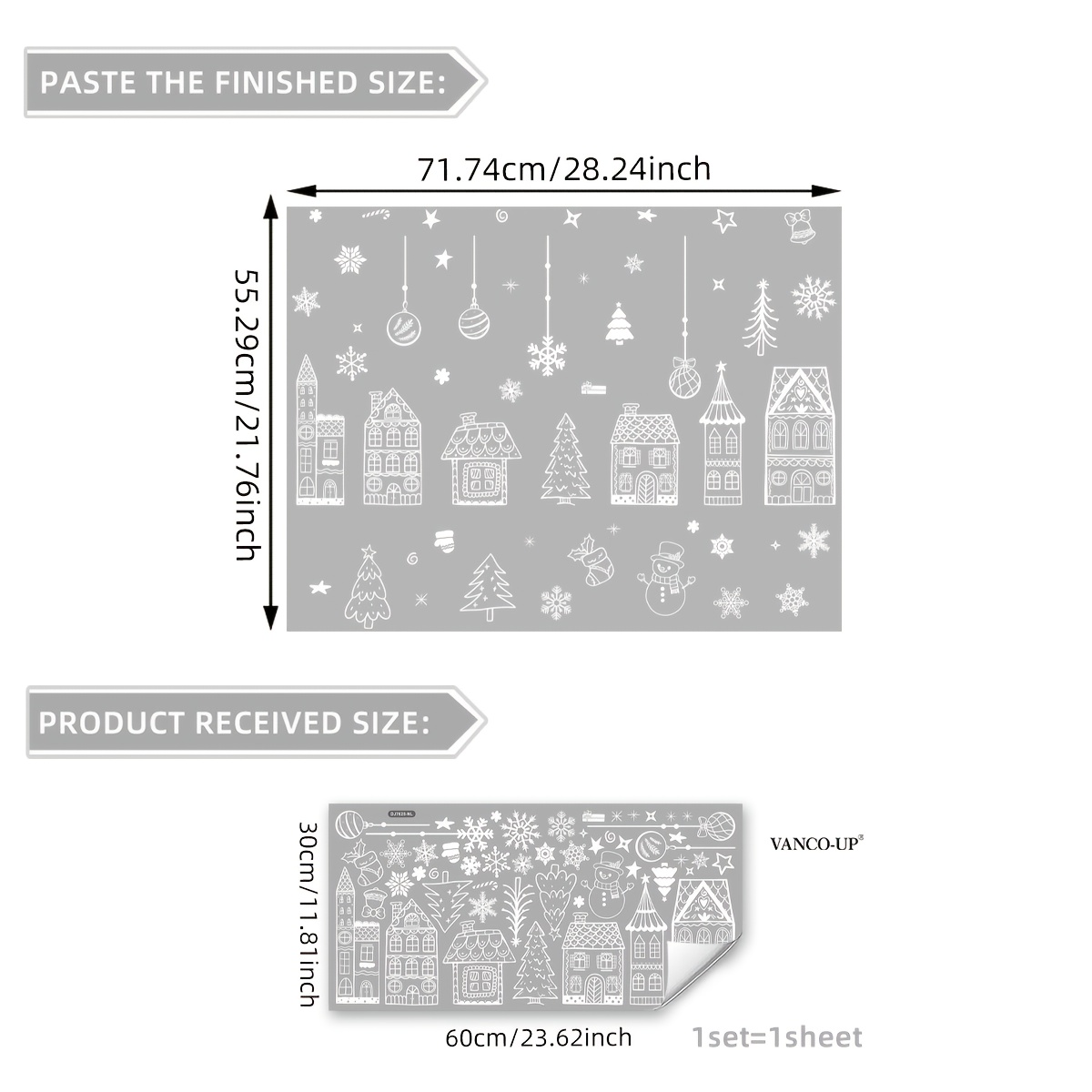 1pc Christmas White Christmas Elements Static Adsorption Glass Sticker Holiday Decoration Dj7625-nl