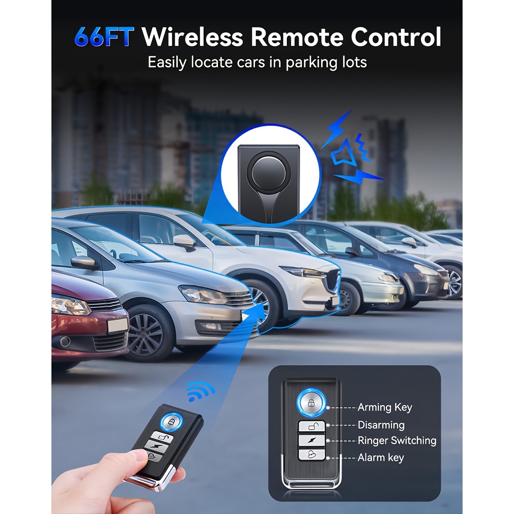 Vehicle Security Vibration Alarm System, 108* & * Wireless Remote Vibration  Sensor for Car Protection, Automotive Interior Safety wi
