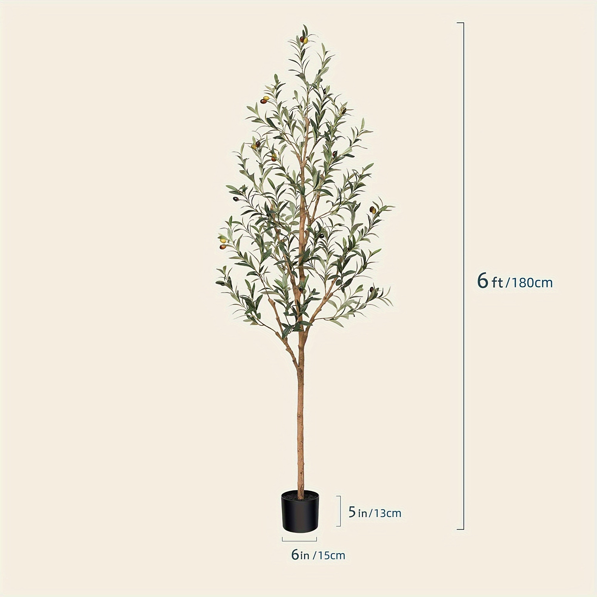TEMU Artificiel - Plante d' Réelle en Soie Synthétique en Pot avec Tronc en Bois Naturel et Fruits Réalistes - Parfait pour la Décoration de , du