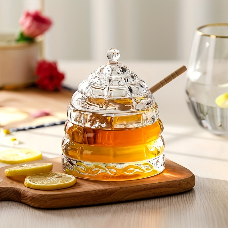 

Household Honey Storage Jar With Honey Spoon Syrup Storage Glass Honey Jar Western Style Storage Jar