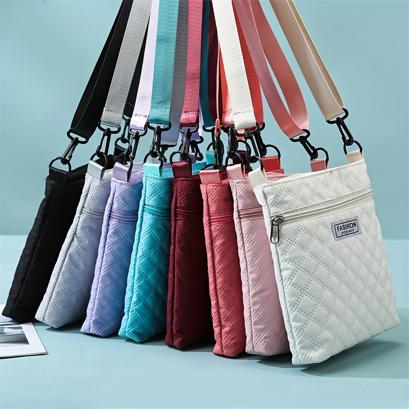 

Mini Diamond Lattice Embroidery Crossbody Bag, Simple And Stylish Oxford Cloth Shoulder Bag, Casual And Design, Adjustable Shoulder Strap, Internal Space, Very Suitable For Daily Use And