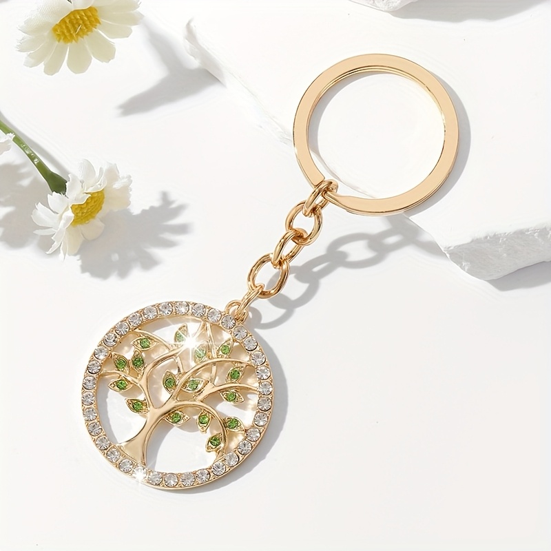 TEMU 1pc Of European And New Gorgeous Hollow Of Life Shape Keychain Pendant Additions, Inlaid With Rhinestone Embellishments, Suitable For Women' Key