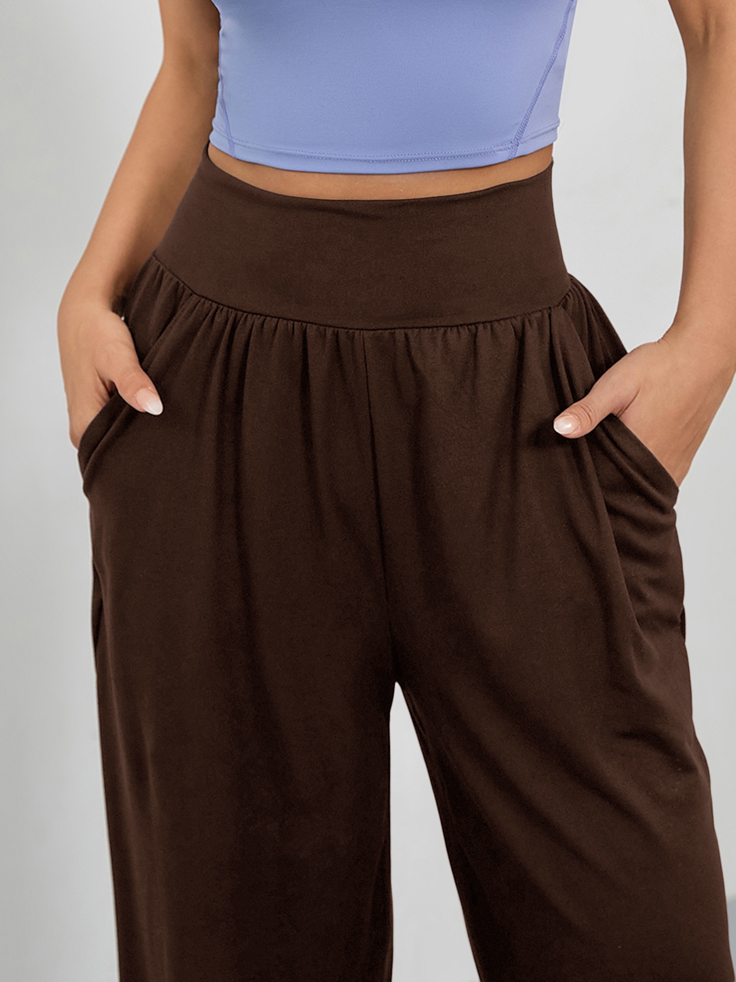 Womens Lounge Pants Elastic Waist Lightweight Casual Workout Loose  Sweatpant Brown Xl