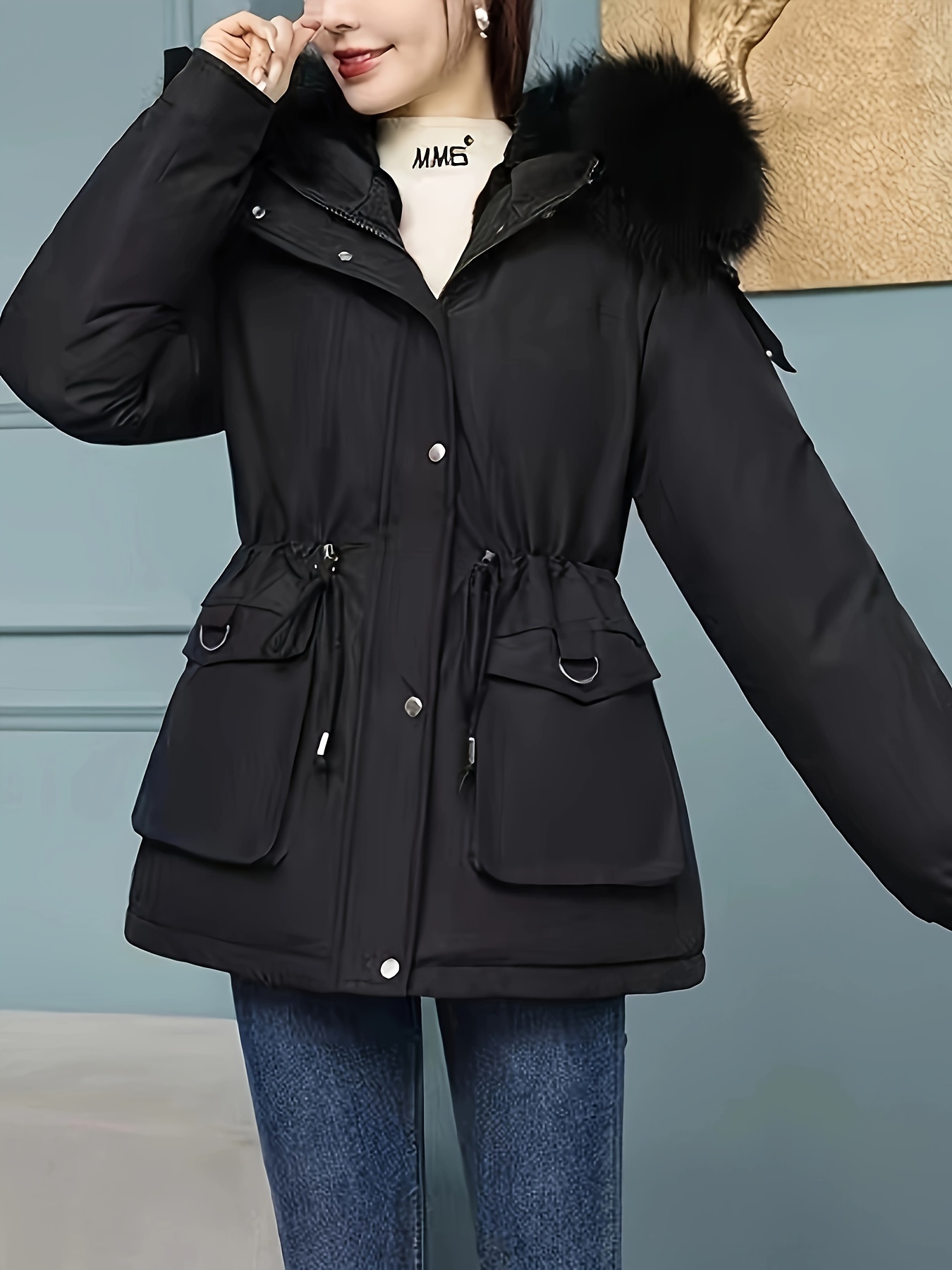 chaqueta tipo parka cierre frontal botones casual Temu Chile