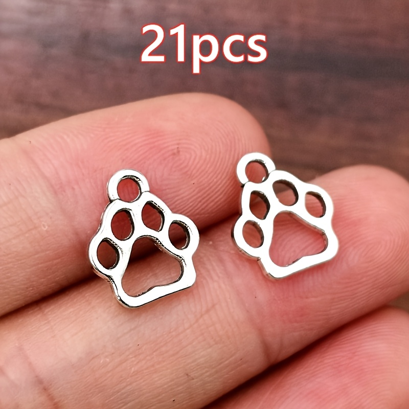 TEMU 21pcs Cat Paw Dog Paw Animal Footprint Charm Pendants, Women's Fashion Pendants, Diy Handmade Necklace, Earrings, Bracelet Accessories, Bohemian