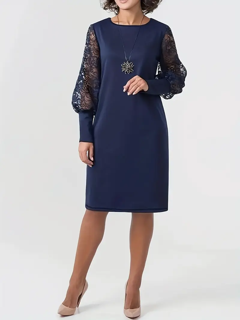 Y2324# New Long-Sleeved Dress Lace Hollow Stitching Design Loose And * Elegant *-Length Dress Y2324# New Long-Sleeved Dress Lace Hollow Stitching Design Loose And * Elegant *-Length Dress