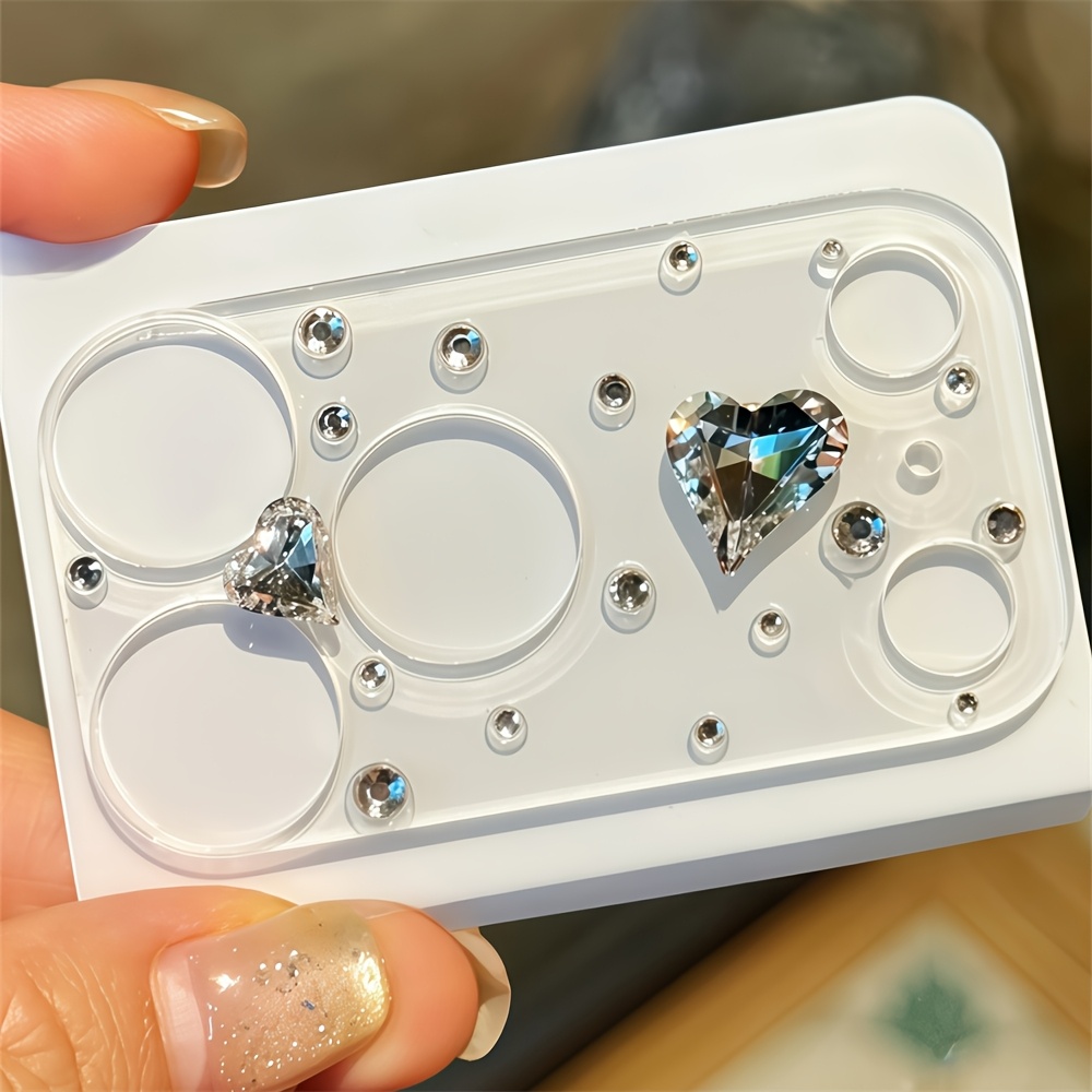 TEMU And Elegant White Winter-themed Sparkling Rhinestone Camera Lens Protector Glass Film Cover Designed For The For Iphone 17 Pro Max, For Your