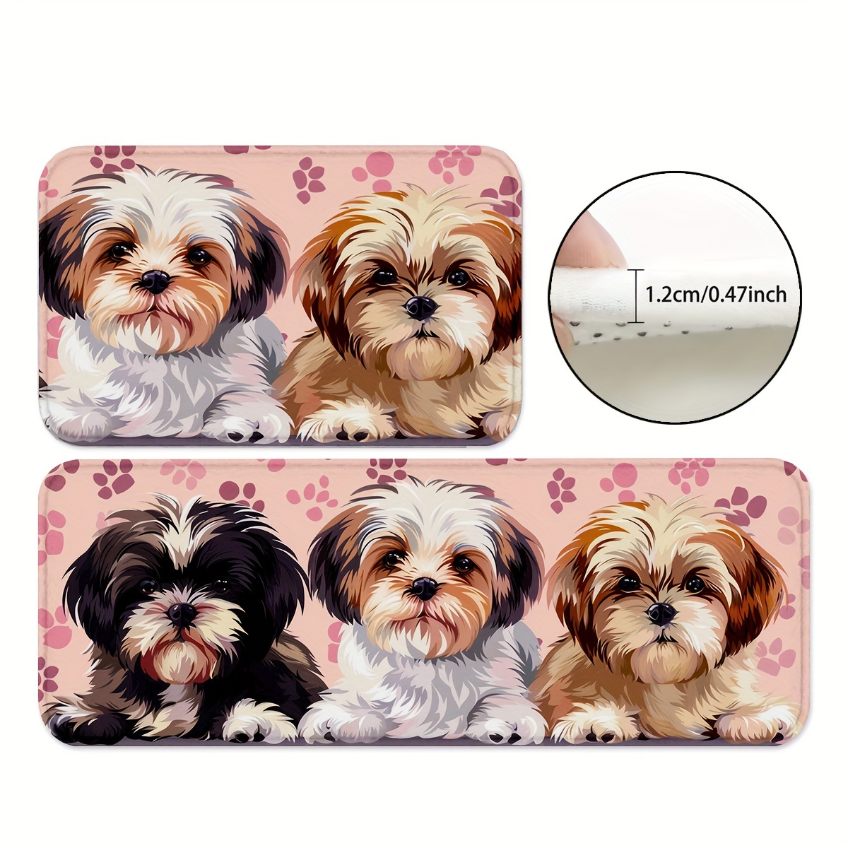 

Dog 1.2cm Cute Dog And Paw Print Mats, Non-slip Backing Rugs, Water Absorbent Mat For Playroom, Classroom, Bathroom, Dining Table, Kitchen