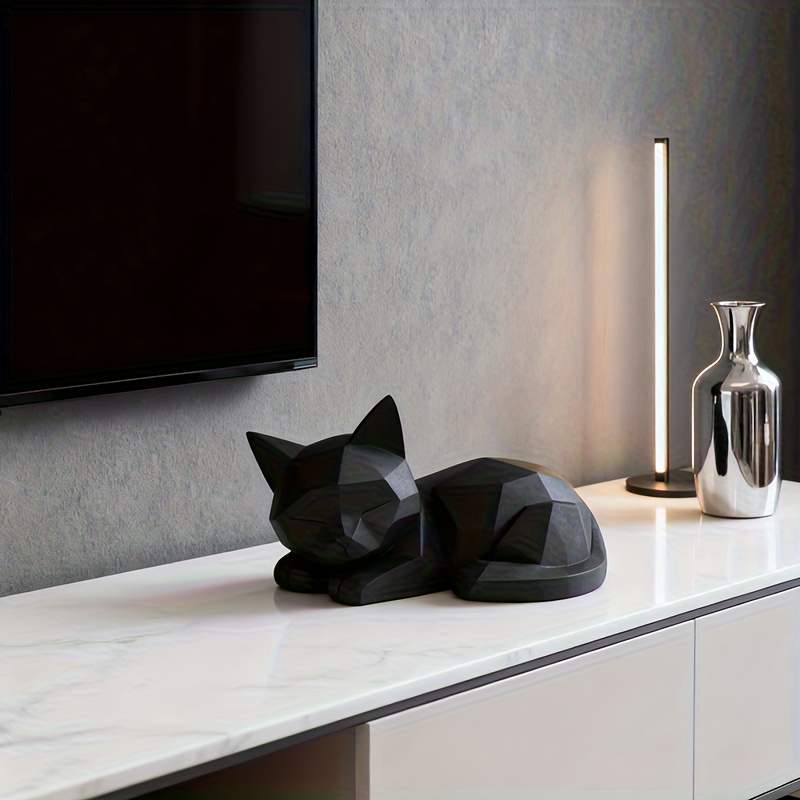 TEMU Schlafende Katze aus Kunststoff, Leise Schlafende Katze, Niedliche Form, Modernes Abstraktes Geometrisches Design, Geschenk für Katzenliebhaber,