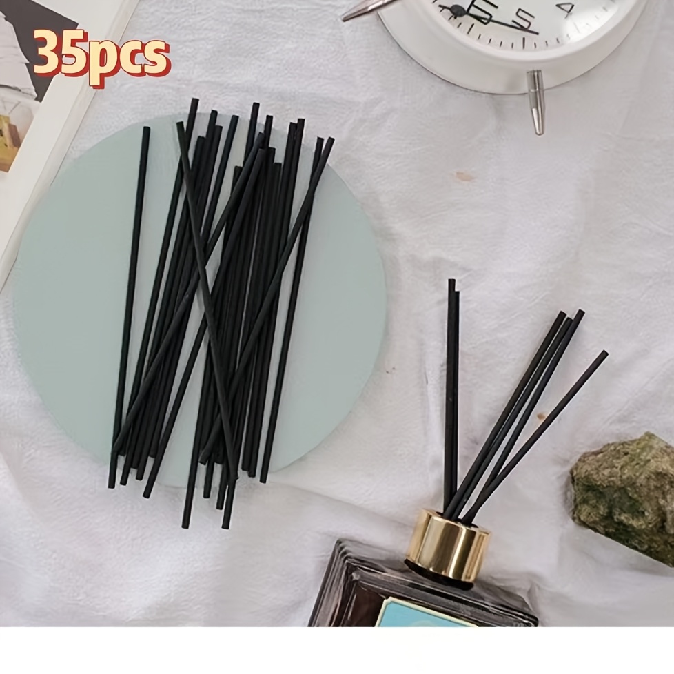 TEMU 35pcs Black High-density Fiber Diffuser Sticks, Glue-free Reed Sticks, 20cm Universal Diffuser Rods With Cut Ends For Absorption And Large Area.