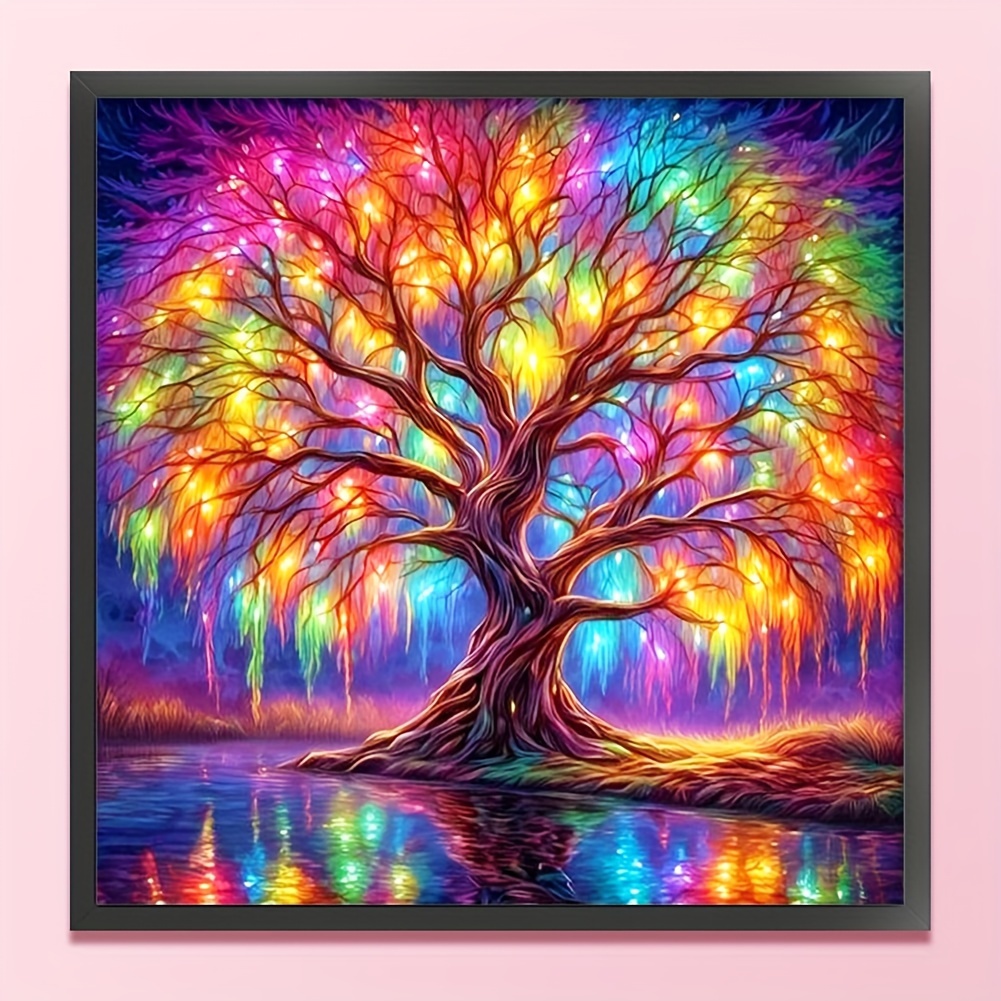 

5d Diamond Painting Kit, " Tree" Round Diamond Art, Full Drill Acrylic Embroidery Craft For Adults & Beginners, Diy Wall Decor