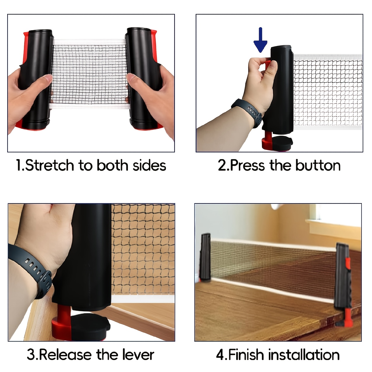 Portable Table Tennis Racket Set with 4 Paddles