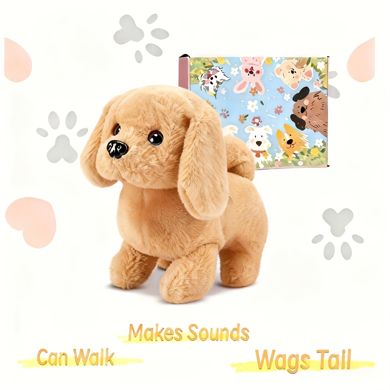 TEMU New Cute Electronic Pet Dog Dog, Packaging, Can Bark, Walk, And Shake Its Tail Back And , Creative Parent-child Interaction Toy Dog, Perfect