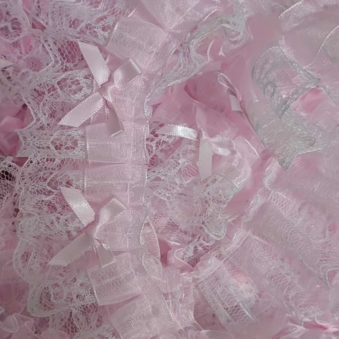 TEMU 1 Yard Of Double-layer Lace With Bow And Trim, 5cm Wide, For Wedding Dresses, Clothing, And Home Decor Accessories