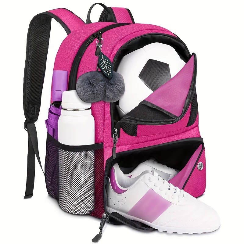 TEMU Sac à Dos de Football Léger 350g Taille 5 avec Compartiment Détachable pour Chaussures et Design Contrastant