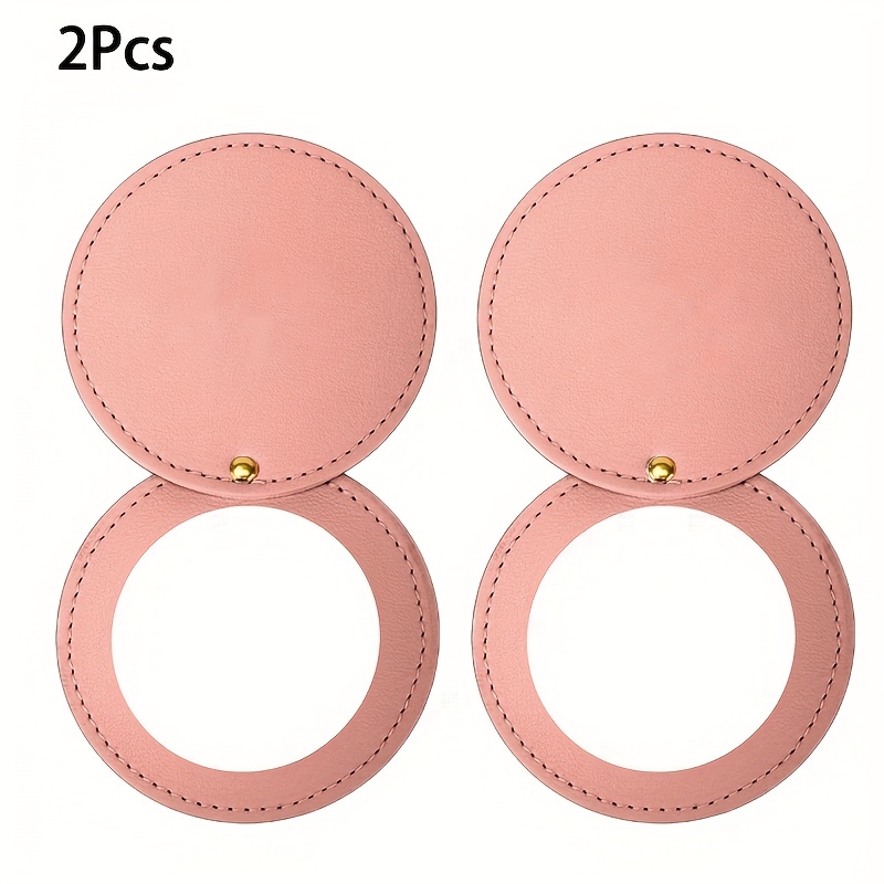 TEMU 2pcs Leather Compact Mirrors, Fashionable Makeup Mirrors, Folding Small Round Mirrors, Portable Creative Makeup Mirrors, Mini Handheld Small