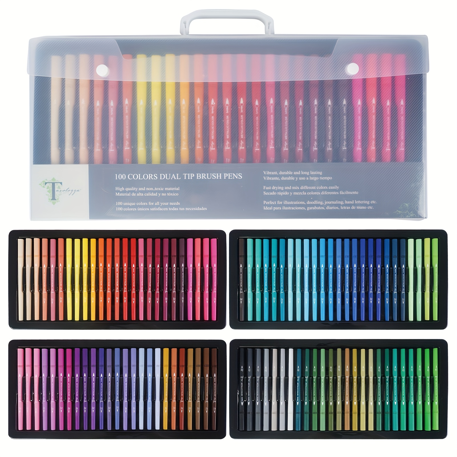 TEMU Conda 100 Colors Markers For Adult Coloring, Dual Tip Brush Pens, Water Based Pencils For Calligraphy Sketch Painting Coloring Books Art Markers