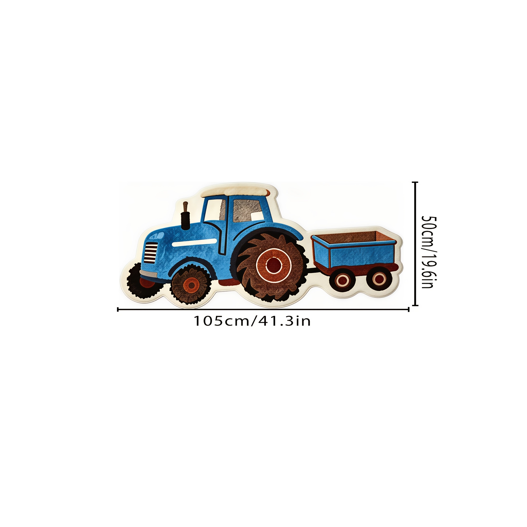 TEMU Velvet Pointed Base, Thickness 7.5mm 1pc, With Trailer Irregular Carpet, Cute Creative Tractor Pattern Carpet, Bedroom Game Room Decorative
