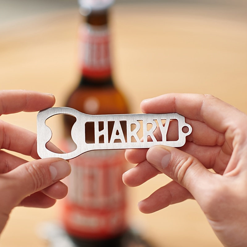 Image of Personalized Laser-engraved Stainless Steel Bottle/beer Opener - Custom Name/text, Durable Rustproof Design, Ideal Gift For Men - Father's Day, Christmas, Birthday Party
