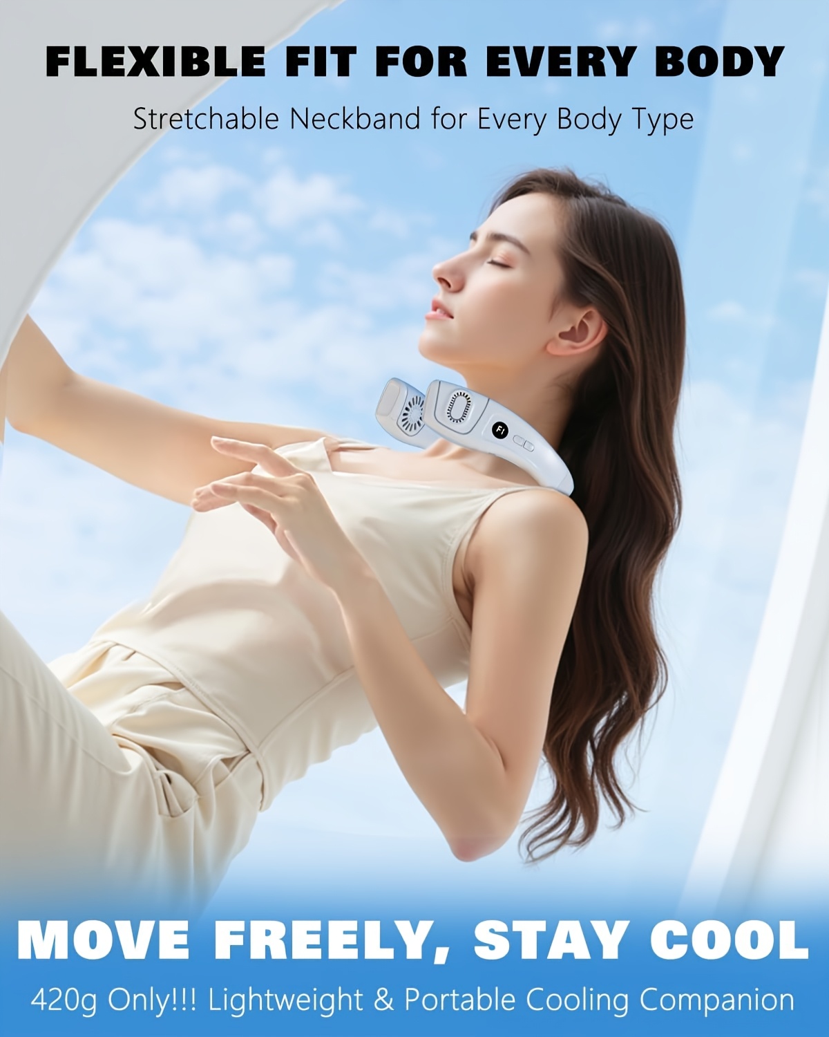Neck Air Conditioner Portable, Up-down Airflow Portable Neck Fan, 360° Full-body Cooling Neck Fan, 5200mAh Rechargeable Neck Fan Air Conditioner with Large Cooling Plate, Neck Cooler, Cooling Plate, Neck Fan, Portable Fan, Large Airflow, Unisex Gift.