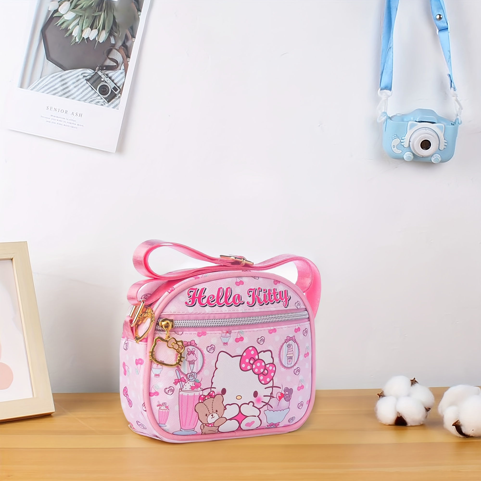 TEMU 1pc Hello Kitty Crossbody Bag With Purse - Cute Hello Kitty Face & Iconic, Adjustable Strap & Zipper Closure, Compact Everyday Bag For, Women &,