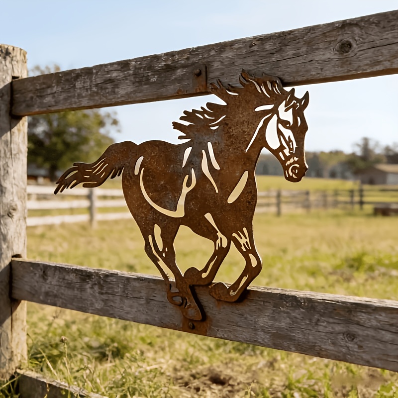 TEMU 【2d Flat】 [2d Flat] 1pc Acrylic Wild Horse Rust Outdoor Garden Sculpture Decor - Rustic Style | Western Style, Decor | Suitable For Courtyard,