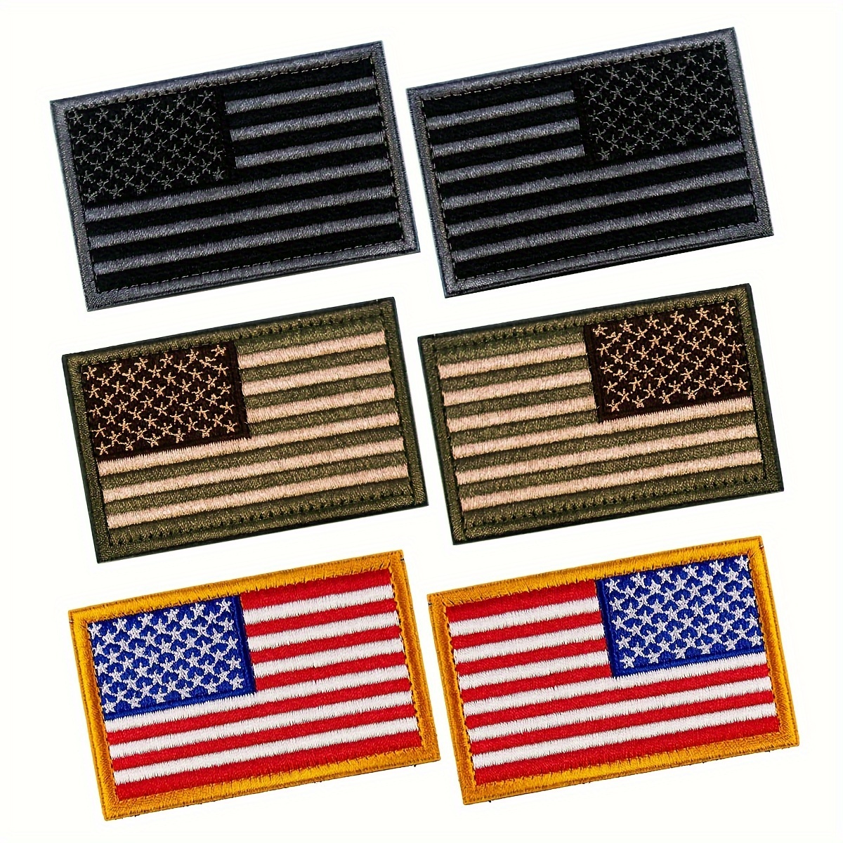 

VALQST Tactical American Flag Patches Set of 6, Fabric Embroidered Military Uniform Emblem Appliques