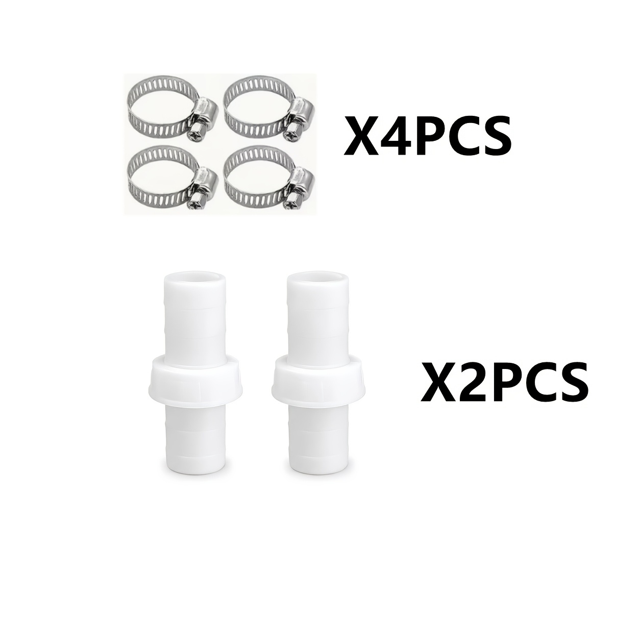 TEMU Ensemble de 6 raccords de tuyau 1/2 pouce (2 raccords de tuyau et 4 de serrage), raccords de tuyau droits en plastique HDPE, adaptés aux tuyaux