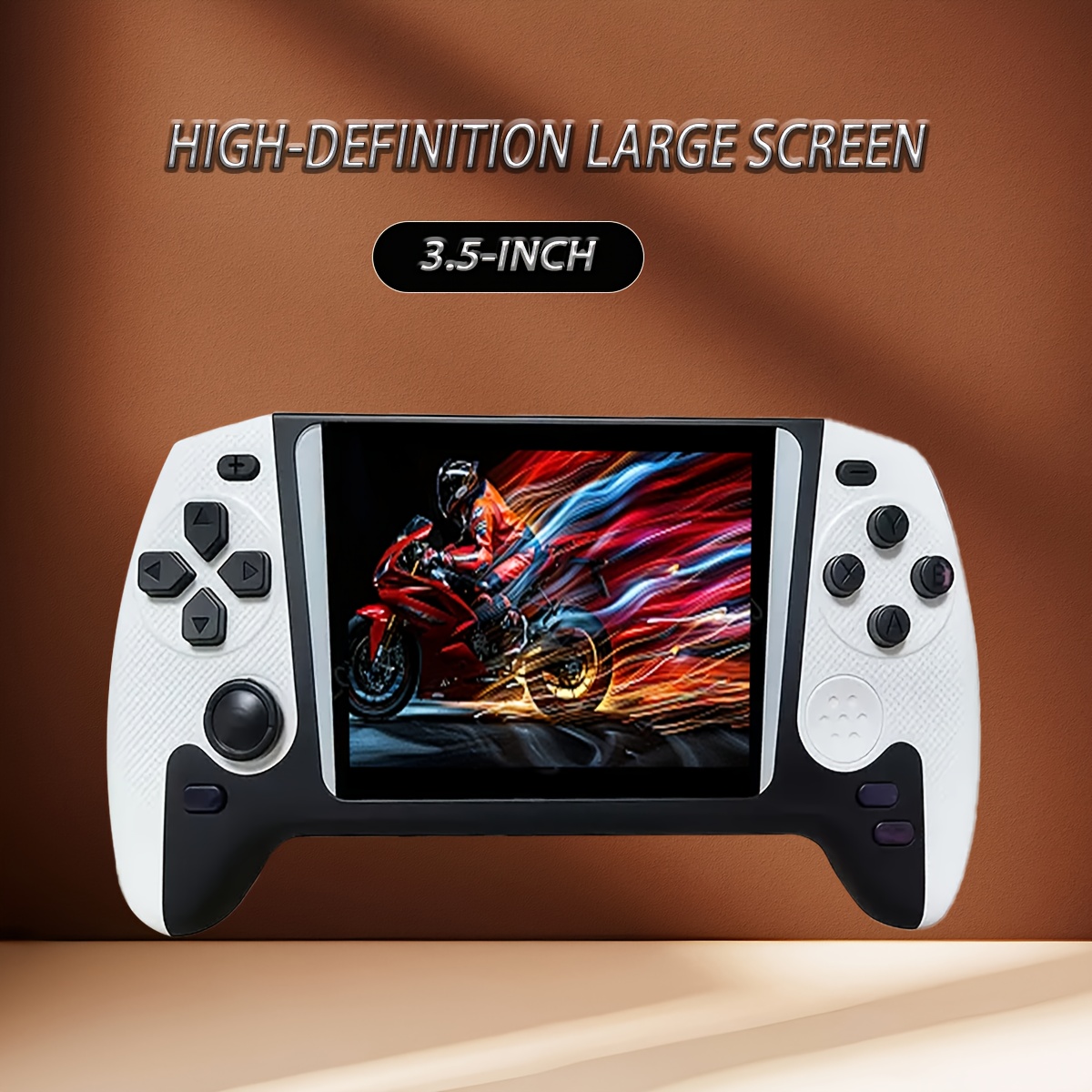 1pc Retro Handheld Gaming Console, 3.5-inch Large Screen, ABS Material, Rechargeable Lithium Polymer Battery, Red/Blue/White, Handheld Gaming Device Christmas Gift