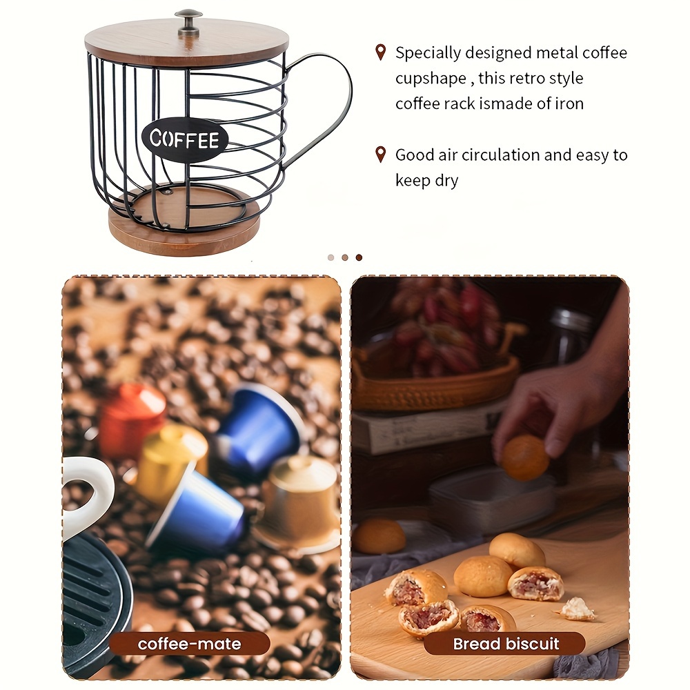 modern   with wooden base large capacity coffee pod and espresso capsule storage suitable for kitchen bar and restaurant iron material details 6