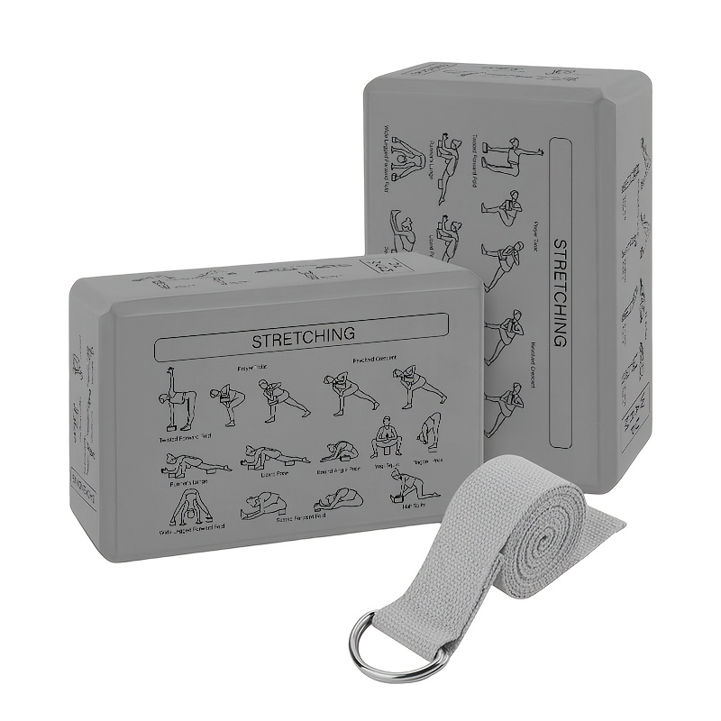 TEMU 3in 1 Set, Yoga Blocks 2 Pack With Strap, Non-slip Yoga Bricks, Pilates Equipment For Improving Strength, Balance Training And Flexibility, Yoga