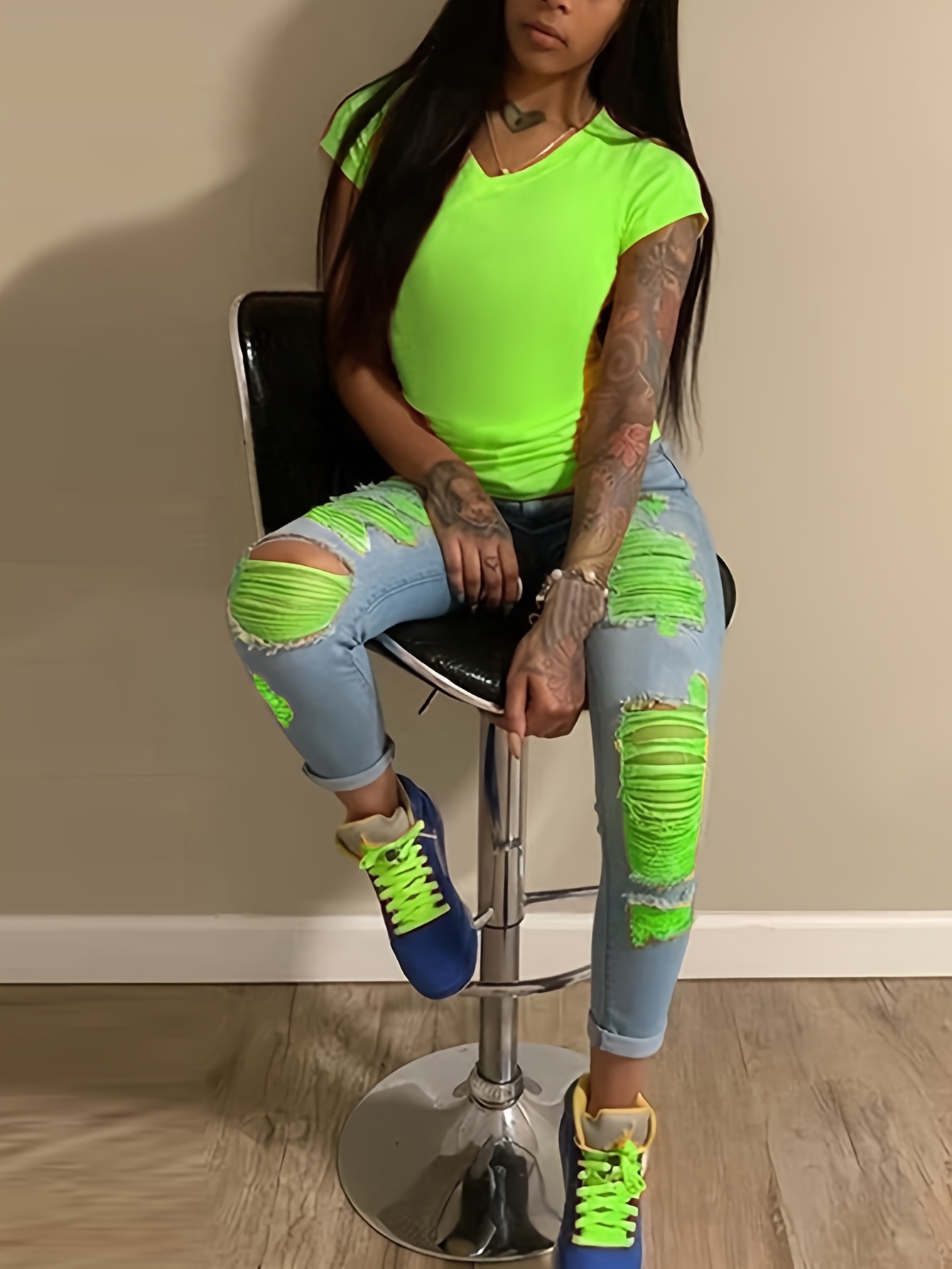 women distressed jeans women s waist stretch denim pants Temu