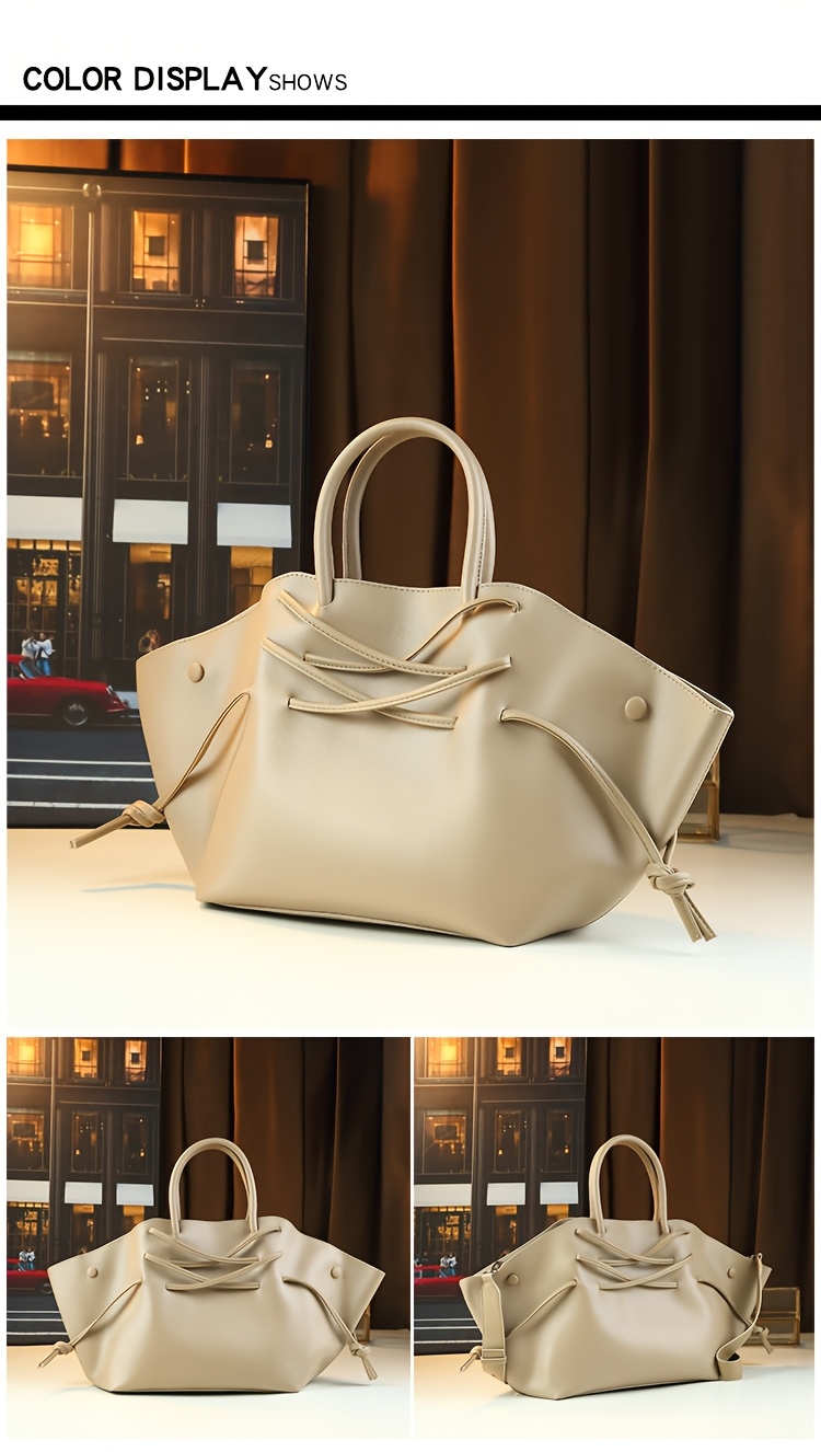 Black Drawstring Tote Bag side view