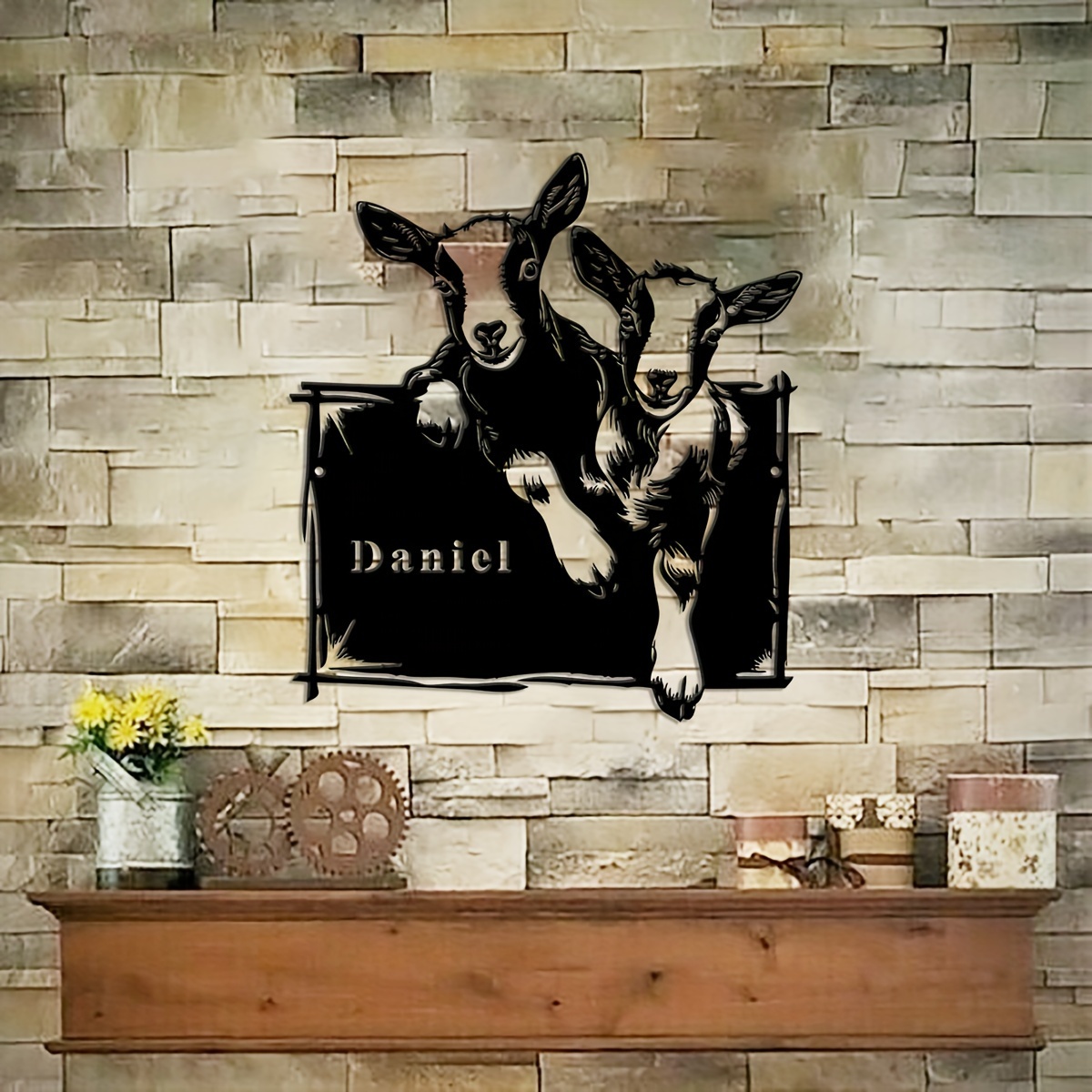 

Personalized Vintage Metal Goat Farm Sign - Customizable Wall Hanging Name Plaque For Farmhouse, Ranch, Home Decor - Goat-themed , Housewarming - Multipurpose, No Electricity Needed