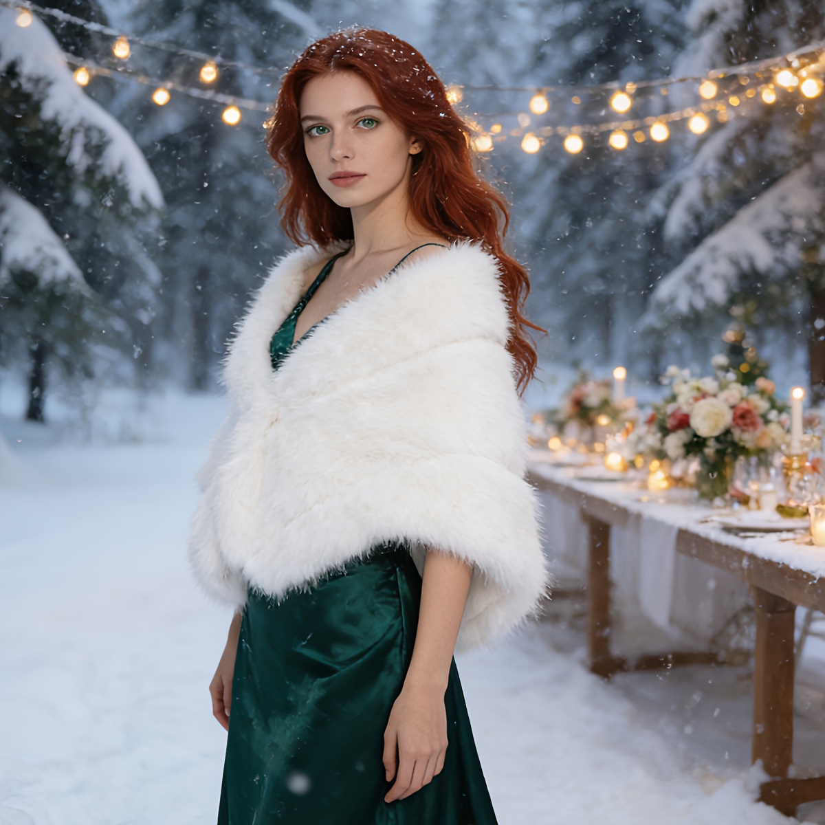 Winter * Fox Shawl for Women * * in White * Weddings And Evening Events.  This Warm, Loose Cape Is Versatile And Flattering, Making It an Ideal ...