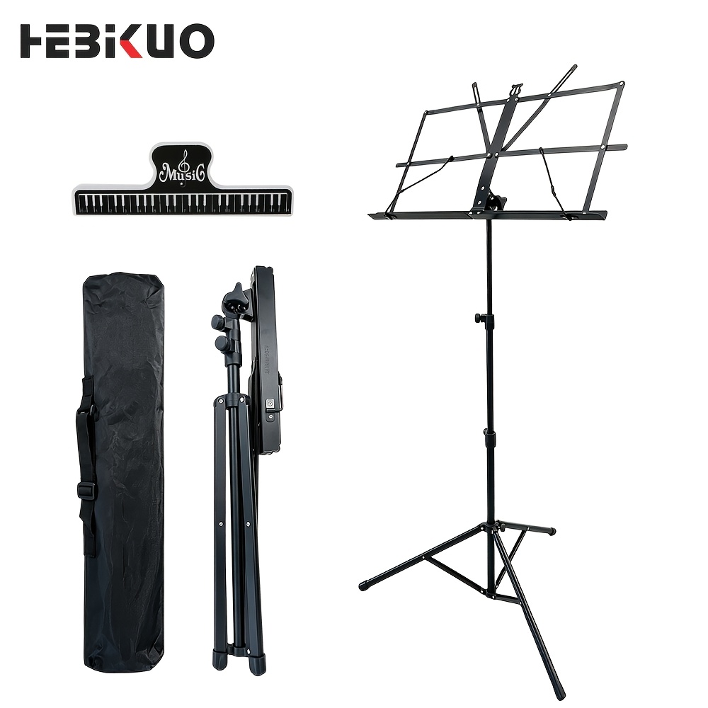 TEMU Soporte de Plegable con Clips Negros y Bolsa de Transporte - para el Aprendizaje Musical, y Portátil con Soporte Estable
