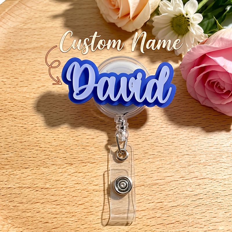 TEMU 2D [Personalizzato] 1 pz Porta badge retrattile personalizzato con , porta badge ID infermiera, clip badge RN, cordoncino accessorio, targhetta