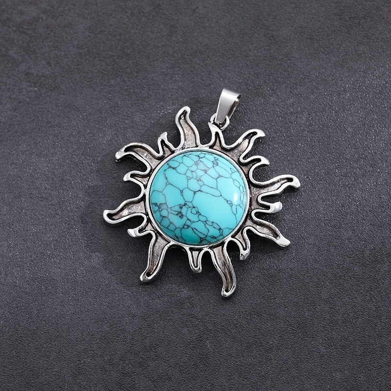 TEMU Natural Stone Sunflower Pendant Necklace Pendant Necklace Making Charms