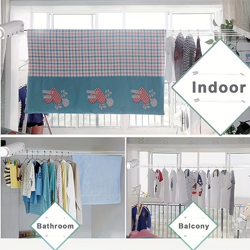 Séchoir à Linge Mural Rétractable Willstar - Pour Intérieur Ou Extérieur, Installation Facile