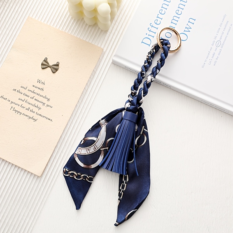 1pc Fashion Scarf With Faux Leather Tassel Pendant Multiple Colors Light Luxury Tassel Keychain Pendant Fashion Women' Additions Car Pendant Decoration Mother's Day Gift Exquisite Gift